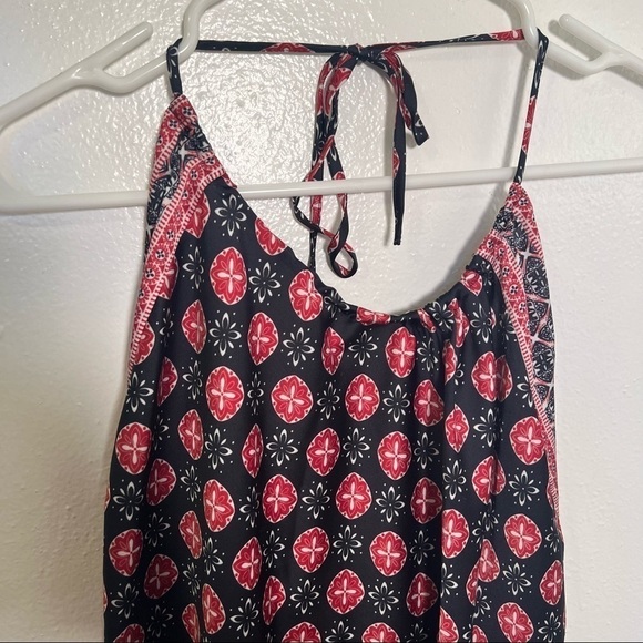 Loft Adjustable Halter Top Black White Red Geo Floral - Picture 3 of 10